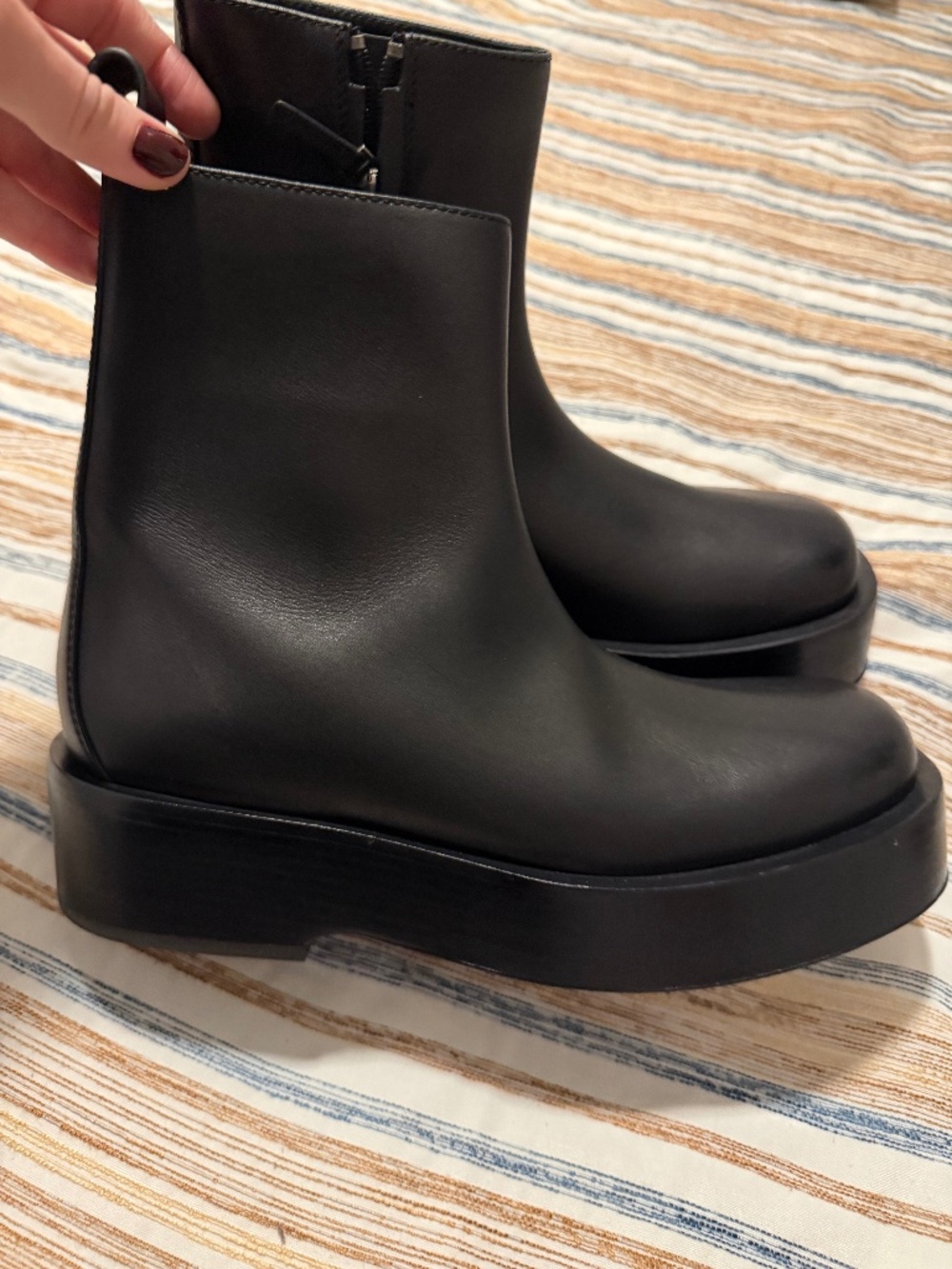 BOTTEGA VENETA Torino Leather Moto Ankle Booties Size 39